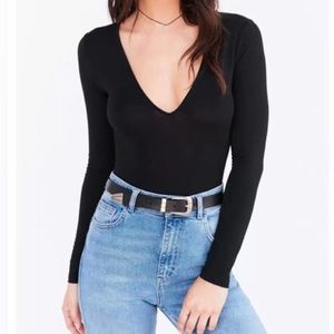 Out from under urban outfitters long sleeve V-neck black bodysuit size medium